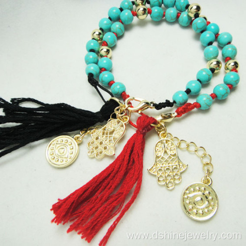 Turkey Lucky Eye Tassel Bracelet Turquoise Beads Bracelet